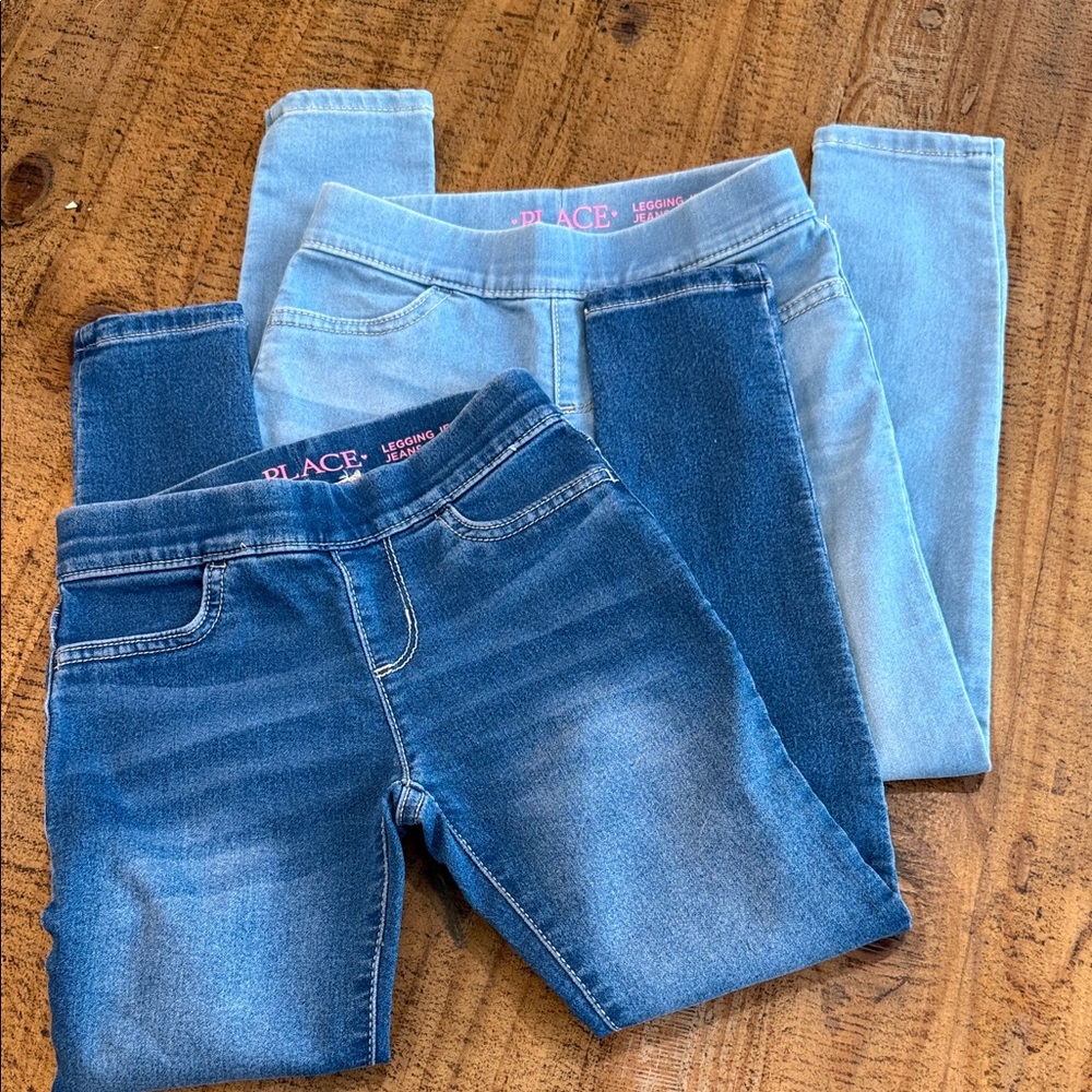 The Children’s Place Girls Legging Jeans Size 6 – Dark & Light Wash (Bundle)